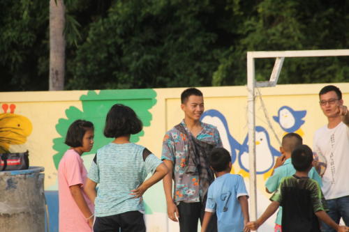 Playing soccer with kids at the children’s home.